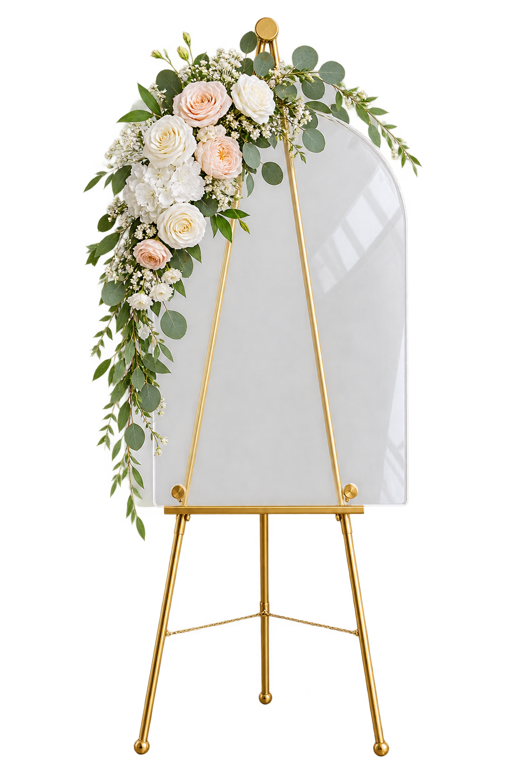Acrylic Gold Arch Welcome Easel event decoration product hire in London