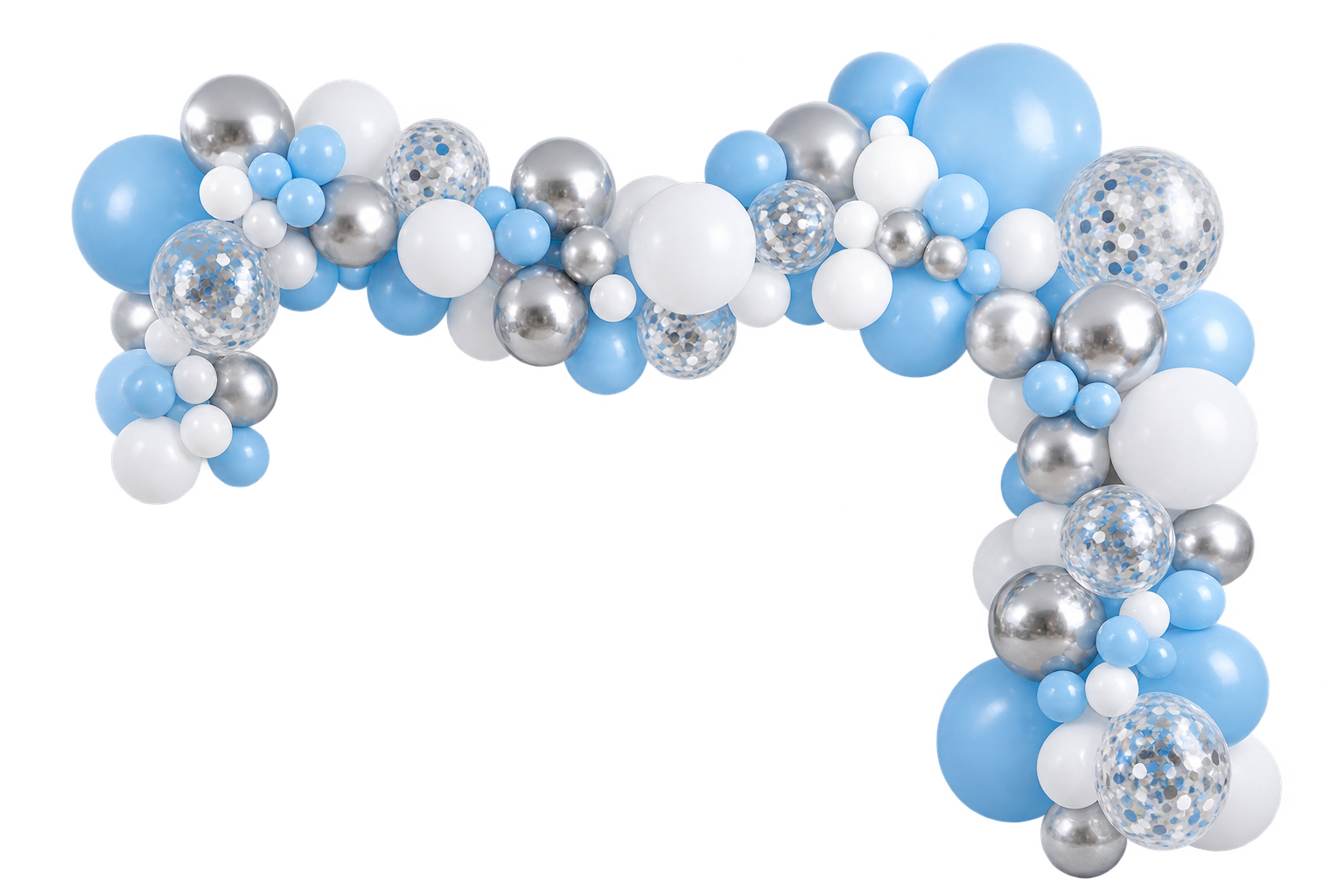 Blue Silver L-Shaped Balloon Garland event decoration product hire in London