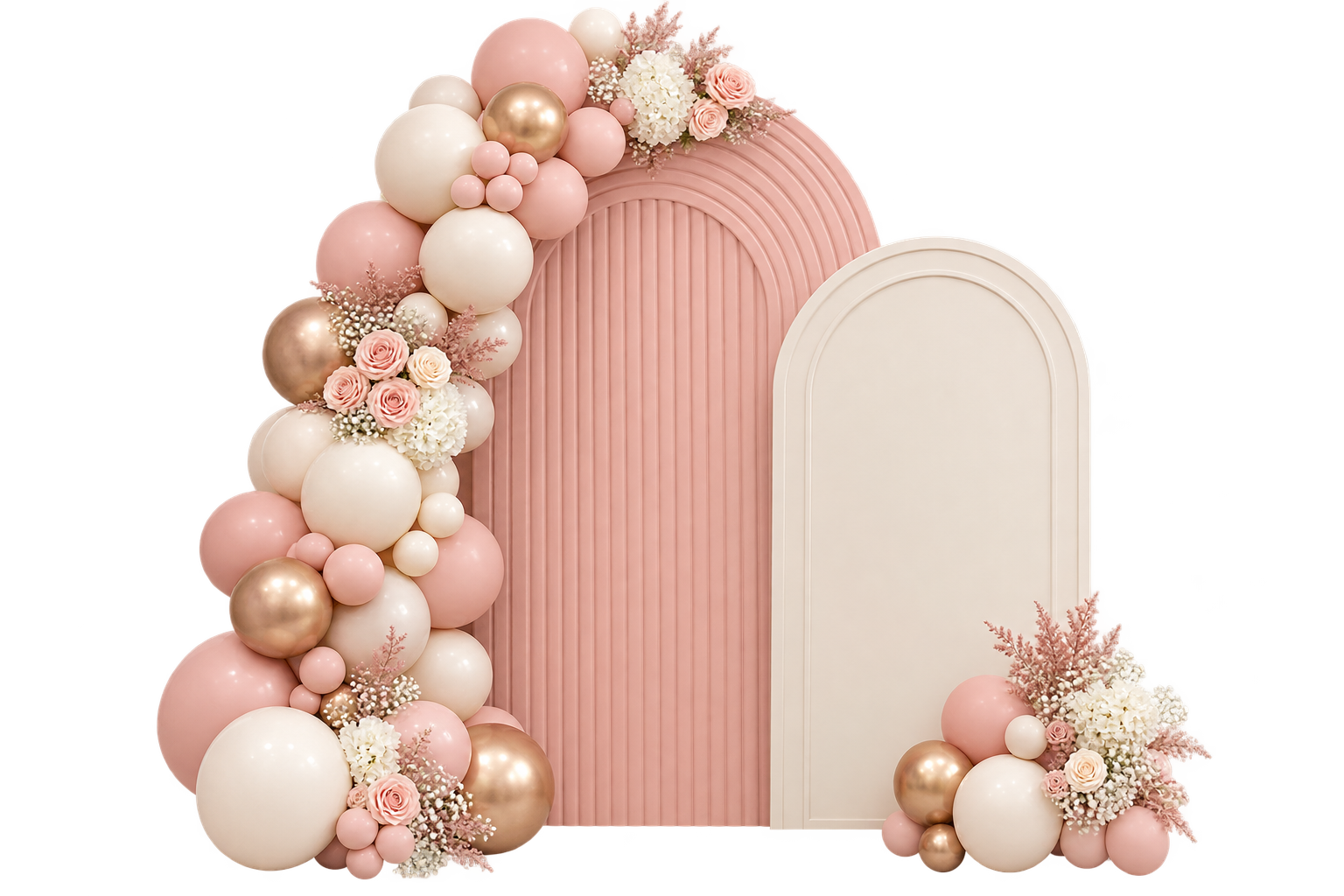 Blush Double Arch Balloon Backdrop event decoration product hire in London