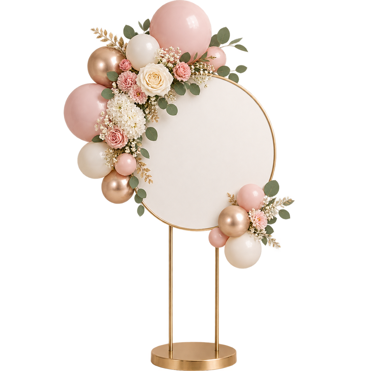Blush Gold Round Welcome Sign event decor hire item