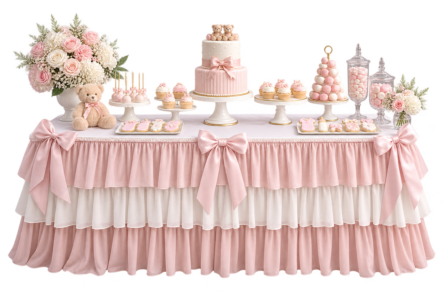 Blush White Cake Dessert Table event decor hire product in London