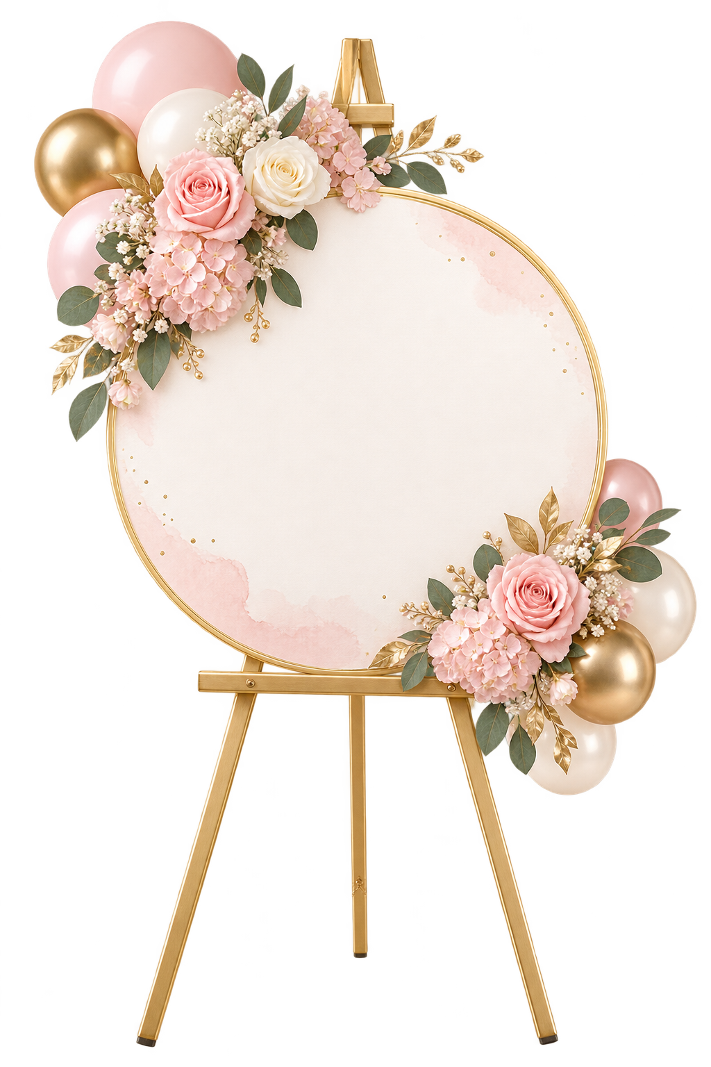 Gold Round Floral Welcome Sign event decor hire item