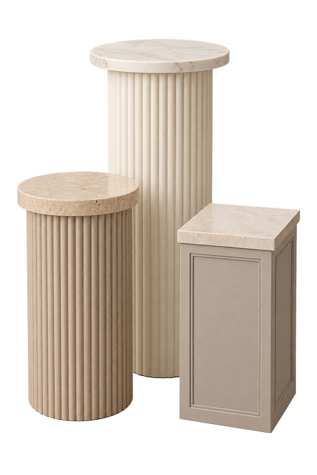 Ivory Stone Fluted Plinth Trio